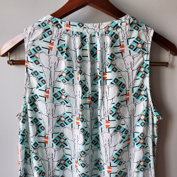 Sleeveless Rayon Tribal Elephant Half Button V-neck Tunic Blouse Medium(COPY) - Picture 10 of 16